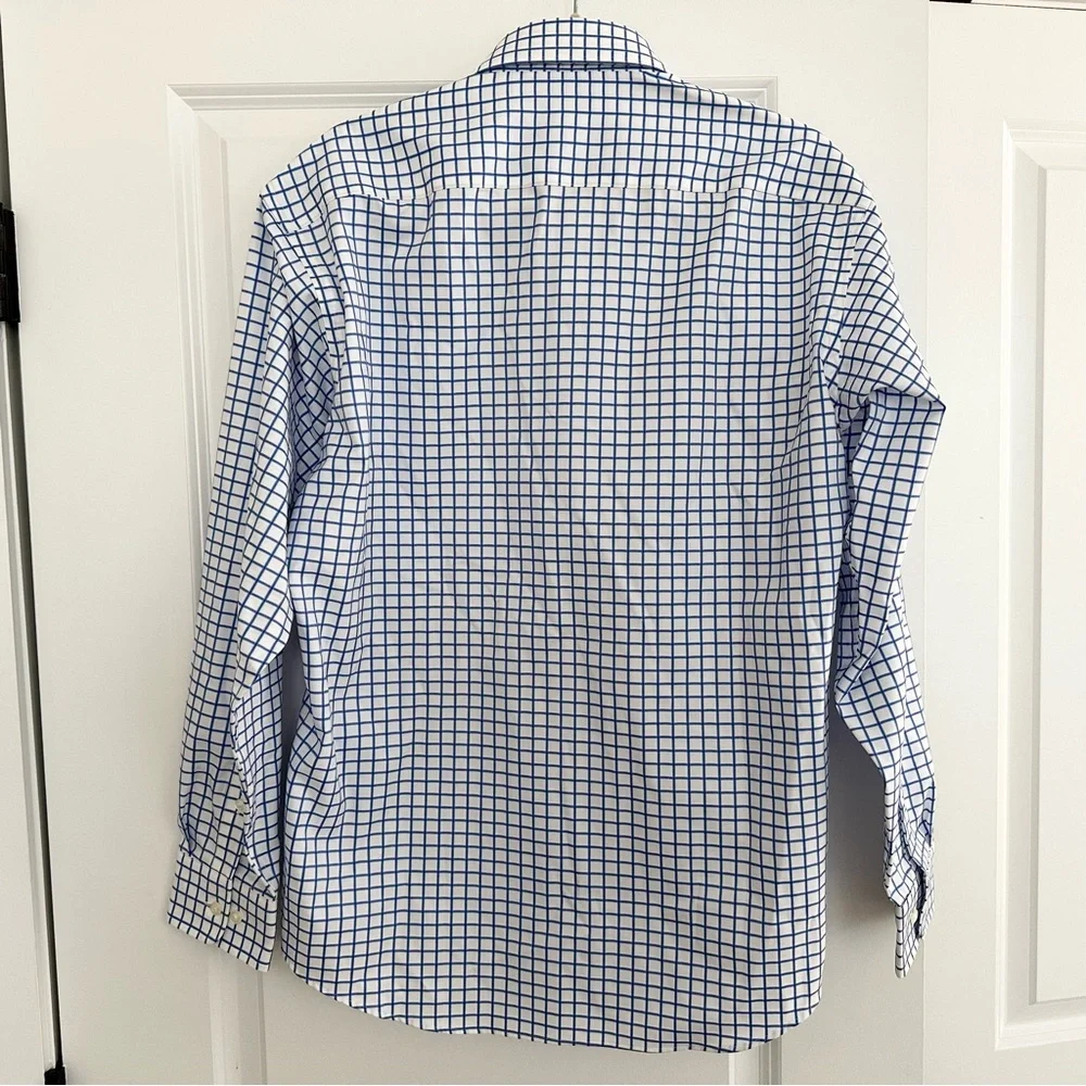 Joseph & Feiss Blue & White Checkered Non Iron Classic Fit Cotton Dress Shirt